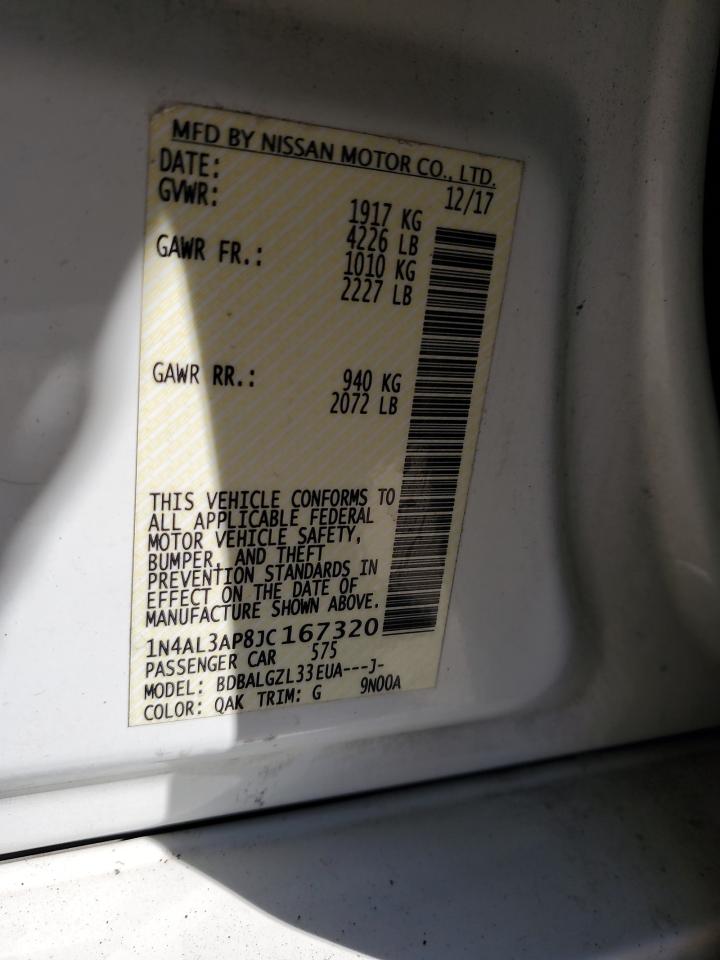 2018 Nissan Altima VIN 1N4AL3AP8JC167320 Copart auction photo, front end damage thumbnail 12