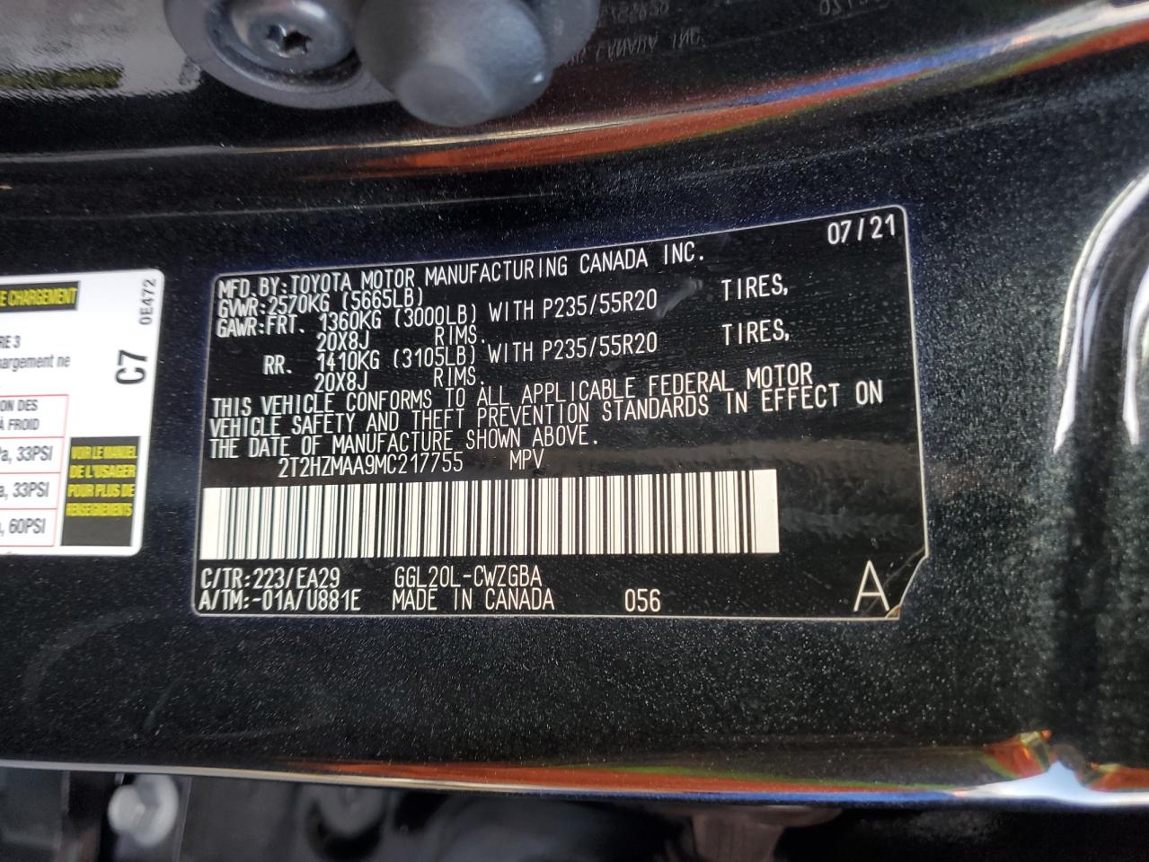 2021 Lexus RX VIN 2T2HZMAA9MC217755 Copart auction photo, front end damage thumbnail 13