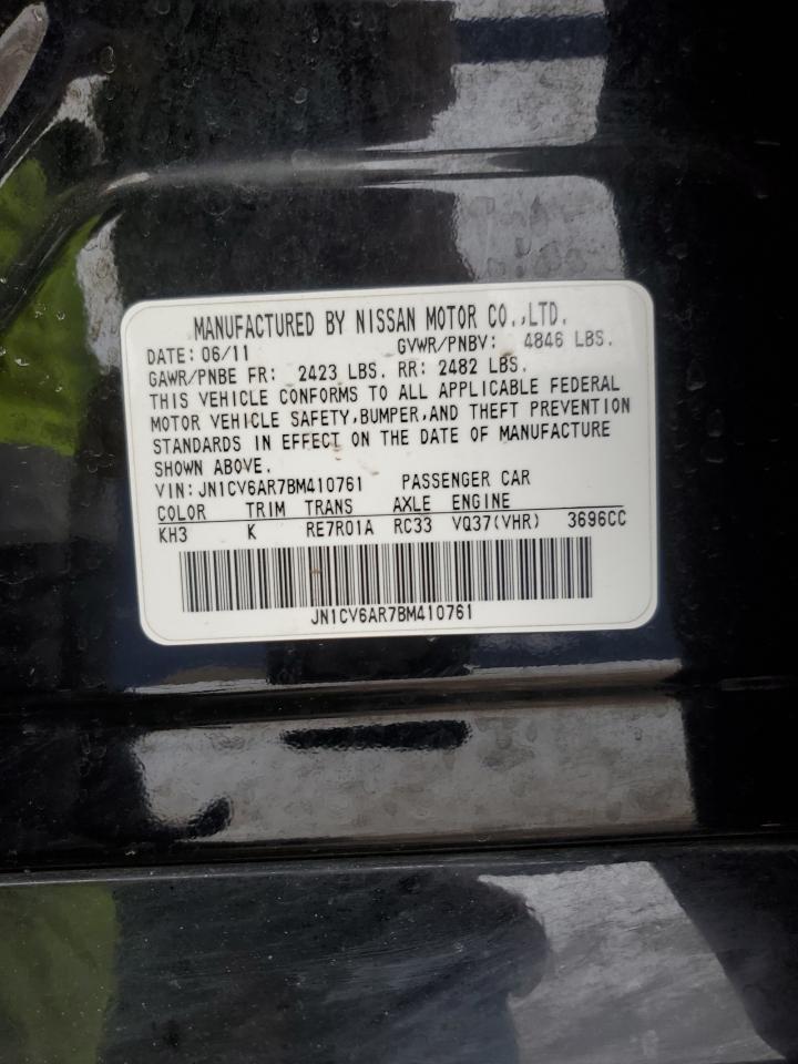 2011 Infiniti G VIN JN1CV6AR7BM410761 Copart auction photo, front end / rear end damage thumbnail 13