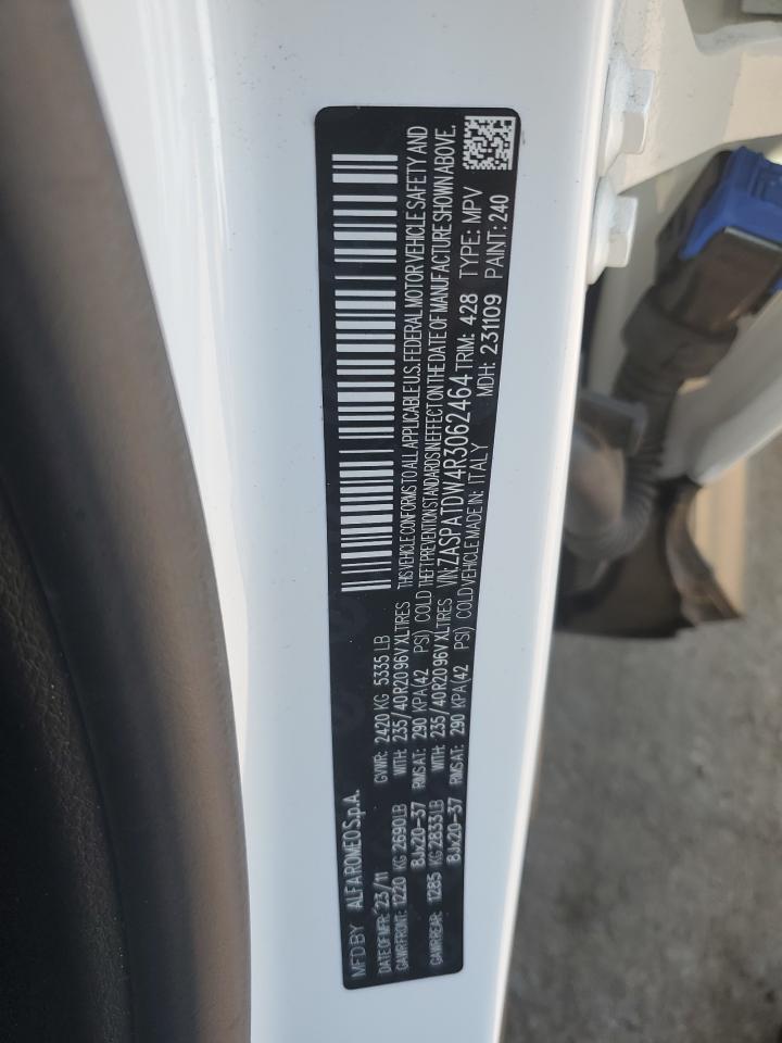 2024 Alfa Romeo Tonale VIN ZASPATDW4R3062464 Copart auction photo, front end damage thumbnail 13
