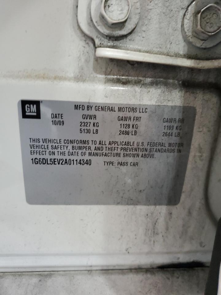 2010 Cadillac CTS VIN 1G6DL5EV2A0114340 Copart auction photo, front end / normal wear damage thumbnail 12