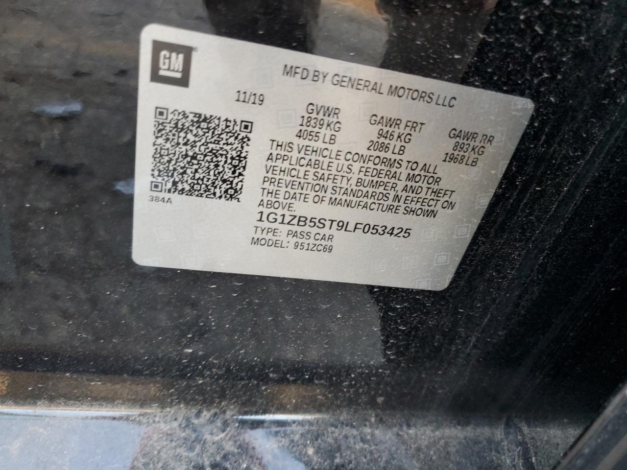 2020 Chevrolet Malibu VIN 1G1ZB5ST9LF053425 Copart auction photo, rear end damage thumbnail 12