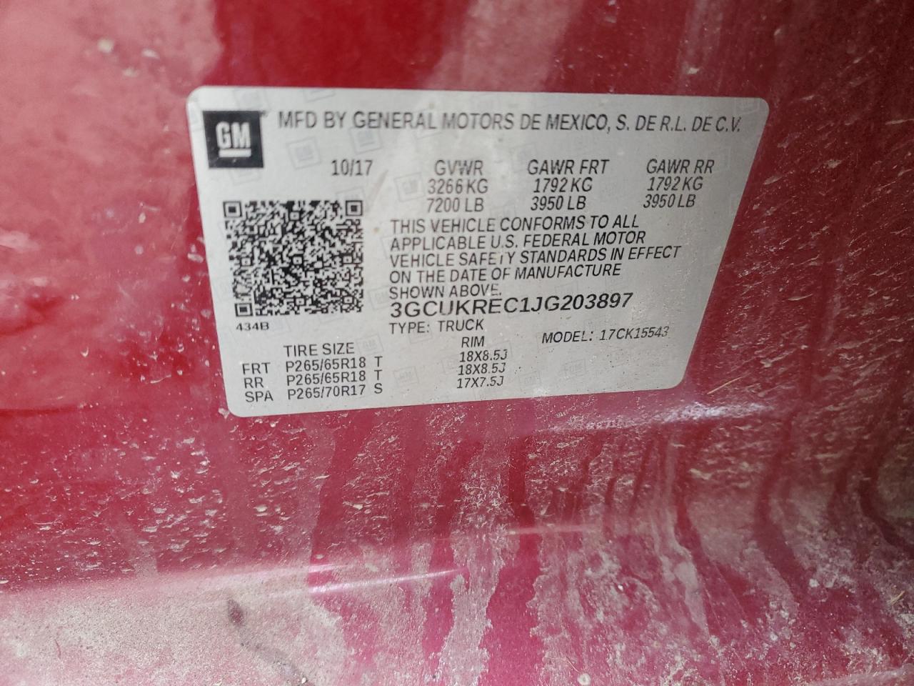 2018 Chevrolet Silverado VIN 3GCUKREC1JG203897 Copart auction photo, front end damage thumbnail 14