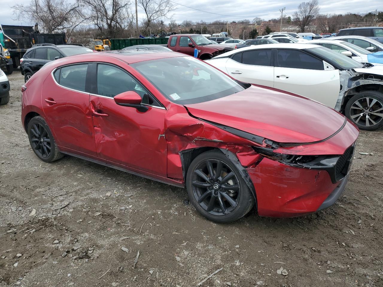 2023 Mazda 3 VIN JM1BPAMM2P1620053 Copart auction photo, side / front end damage thumbnail 4