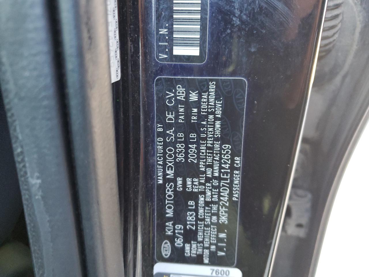 2020 KIA Forte VIN 3KPF24AD7LE142659 Copart auction photo, front end damage thumbnail 12