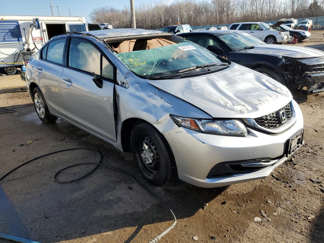 2014 Honda Civic VIN 19XFB2F59EE065172 Copart auction photo, rollover damage thumbnail 4