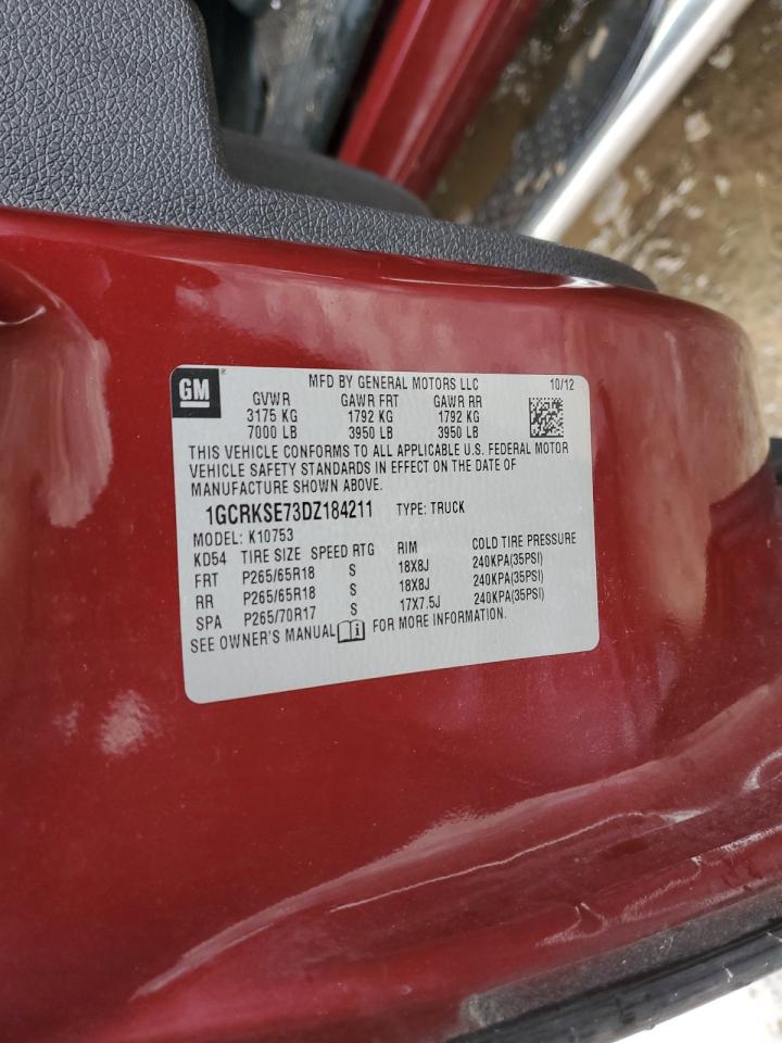 2013 Chevrolet Silverado VIN 1GCRKSE73DZ184211 Copart auction photo, rear end / front end damage thumbnail 12