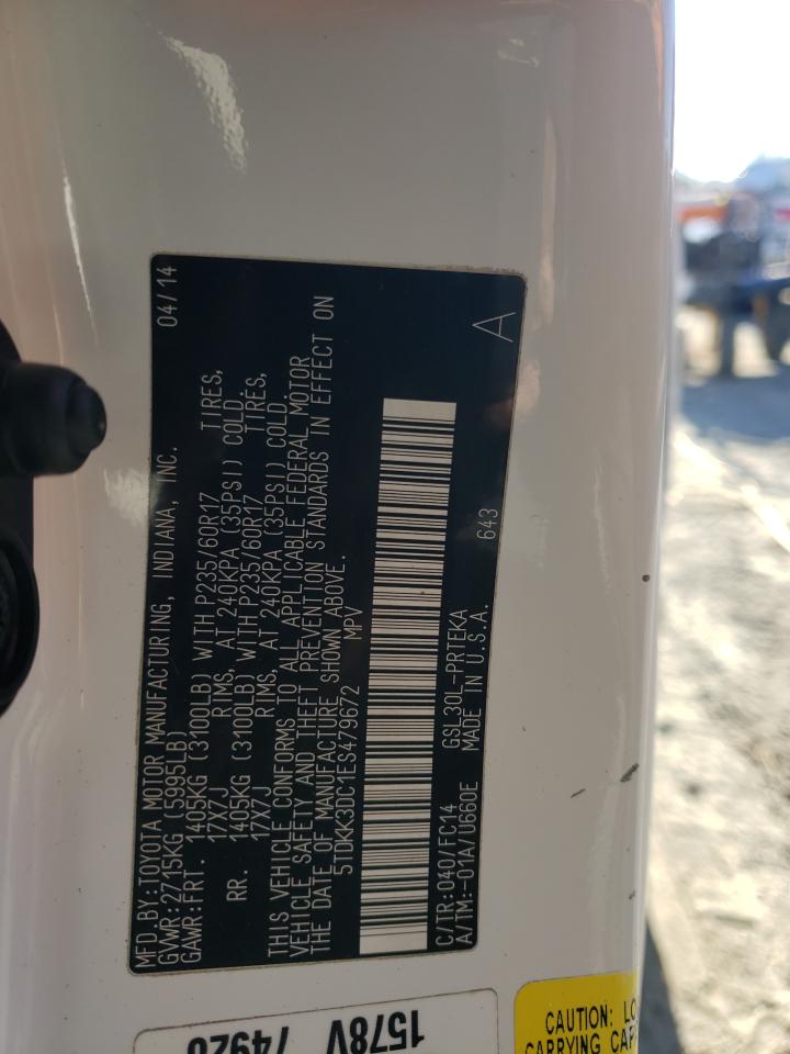 2014 Toyota Sienna VIN 5TDKK3DC1ES479672 Copart auction photo, all over damage thumbnail 15