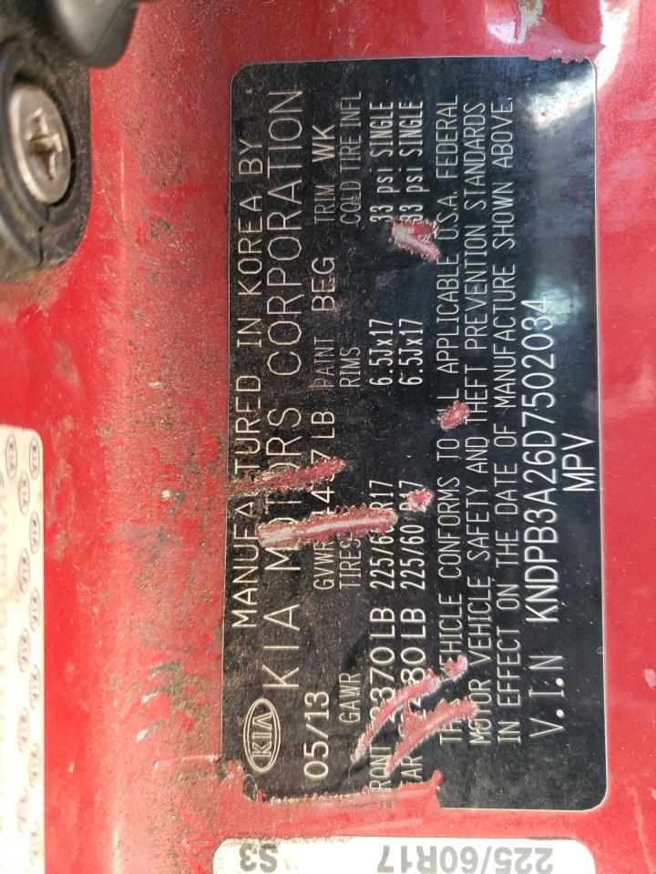 2013 KIA Sportage VIN KNDPB3A26D7502034 Copart auction photo, normal wear damage thumbnail 13