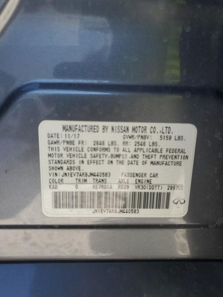 2018 Infiniti Q50 VIN JN1EV7AR9JM440583 Copart auction photo, front end / rear end damage thumbnail 12