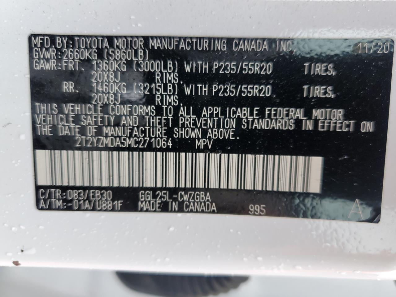 2021 Lexus RX VIN 2T2YZMDA5MC271064 Copart auction photo, front end damage thumbnail 14