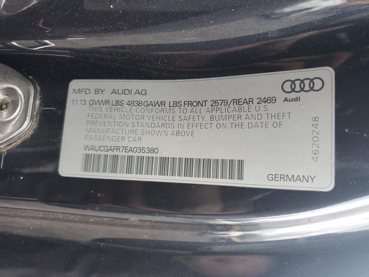 2014 Audi RS5 VIN WAUCGAFR7EA035380 Copart auction photo, front end / side damage thumbnail 15