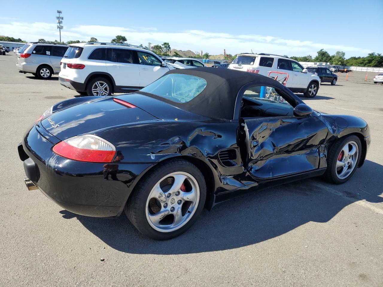 2002 Porsche Boxster VIN WP0CB29822U663271 Copart auction photo, all over damage thumbnail 3