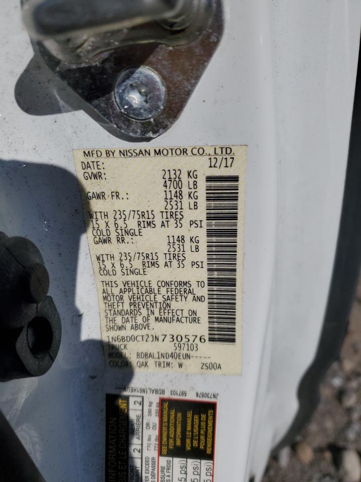 2018 Nissan Navara (Frontier) VIN 1N6BD0CT2JN730576 Copart auction photo, front end damage thumbnail 14