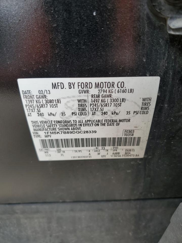 2013 Ford Explorer VIN 1FM5K7B89DGC28339 Copart auction photo, side damage thumbnail 13