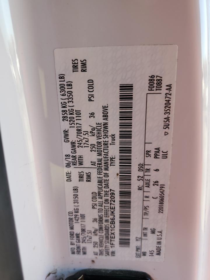 2018 Ford F-150 VIN 1FTEX1CB6JKE72097 Copart auction photo, front end / minor dent/scratches damage thumbnail 13