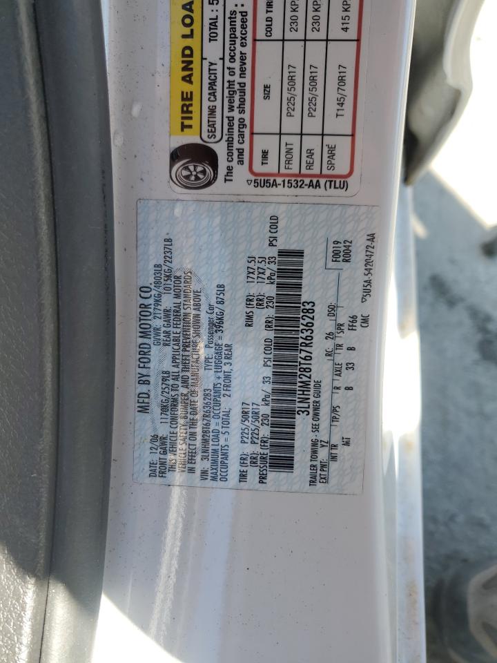 2007 Lincoln MKZ VIN 3LNHM28T67R636283 Copart auction photo, front end damage thumbnail 15