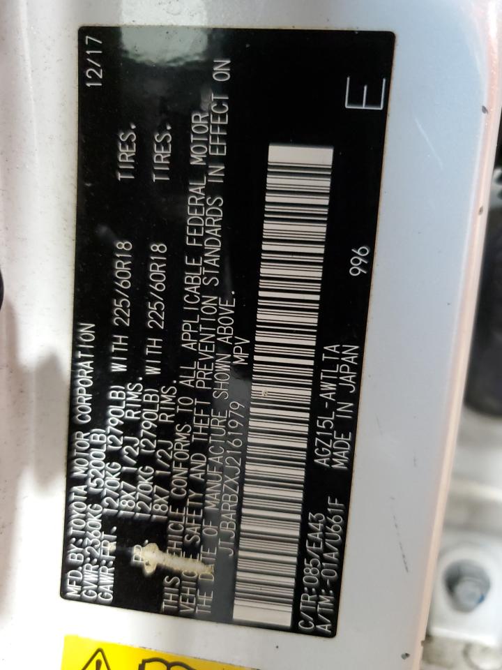 2018 Lexus NX VIN JTJBARBZXJ2161979 Copart auction photo, front end damage thumbnail 14