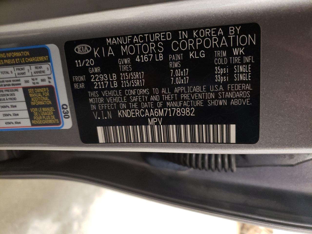 2021 KIA Seltos VIN KNDERCAA6M7178982 Copart auction photo, front end / side damage thumbnail 16