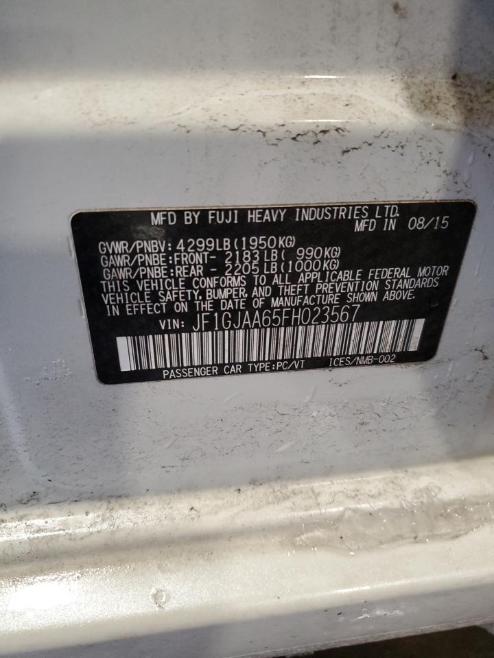 2015 Subaru Impreza VIN JF1GJAA65FH023567 Copart auction photo, front end damage thumbnail 12