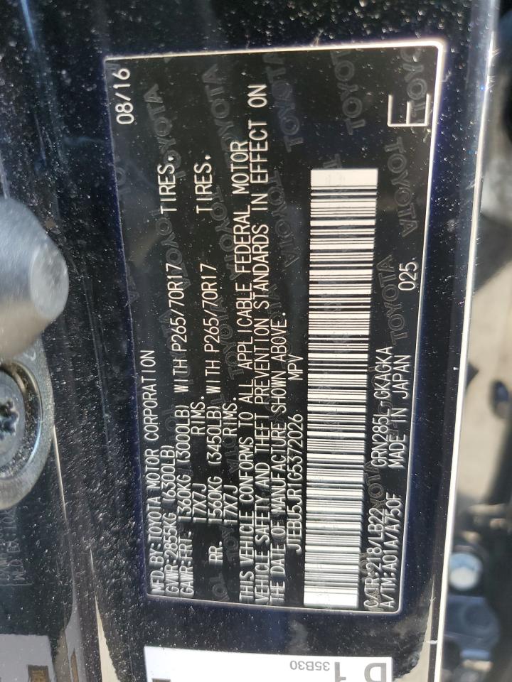2016 Toyota 4Runner VIN JTEBU5JR1G5372026 Copart auction photo, front end damage thumbnail 15