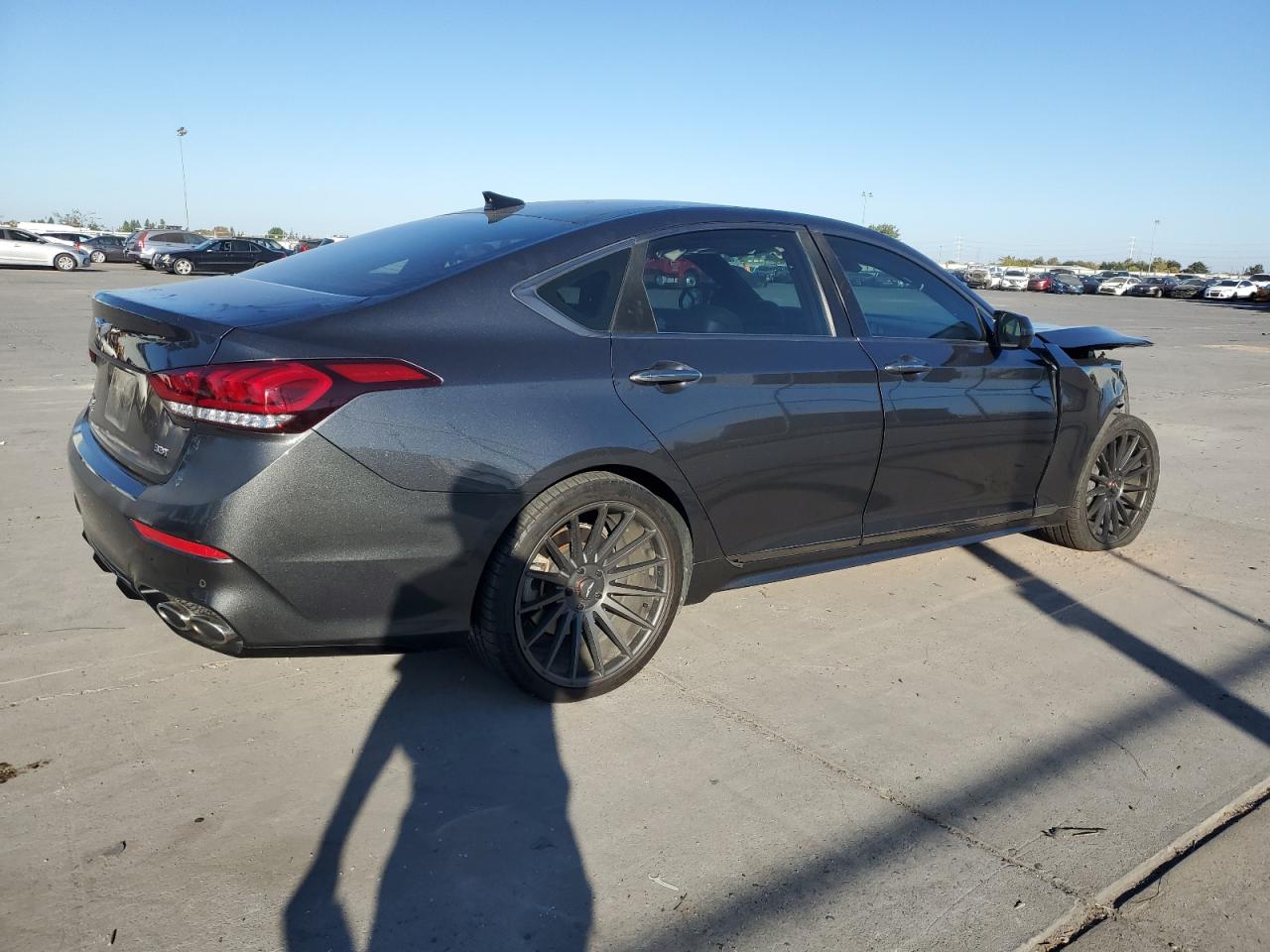 2018 Genesis G80 VIN KMHGN4JB5JU243638 Copart auction photo, front end damage thumbnail 3