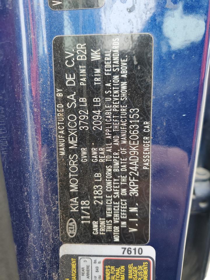 2019 KIA Forte VIN 3KPF24AD9KE063153 Copart auction photo, all over / vandalism damage thumbnail 13