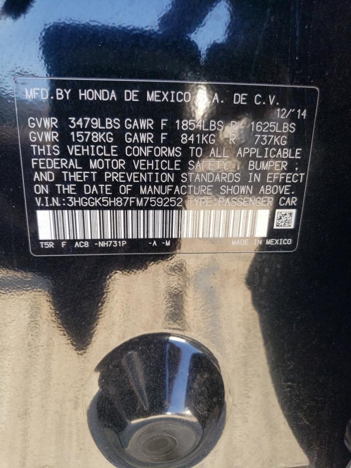 2015 Honda Fit VIN 3HGGK5H87FM759252 Copart auction photo, front end / side damage thumbnail 12