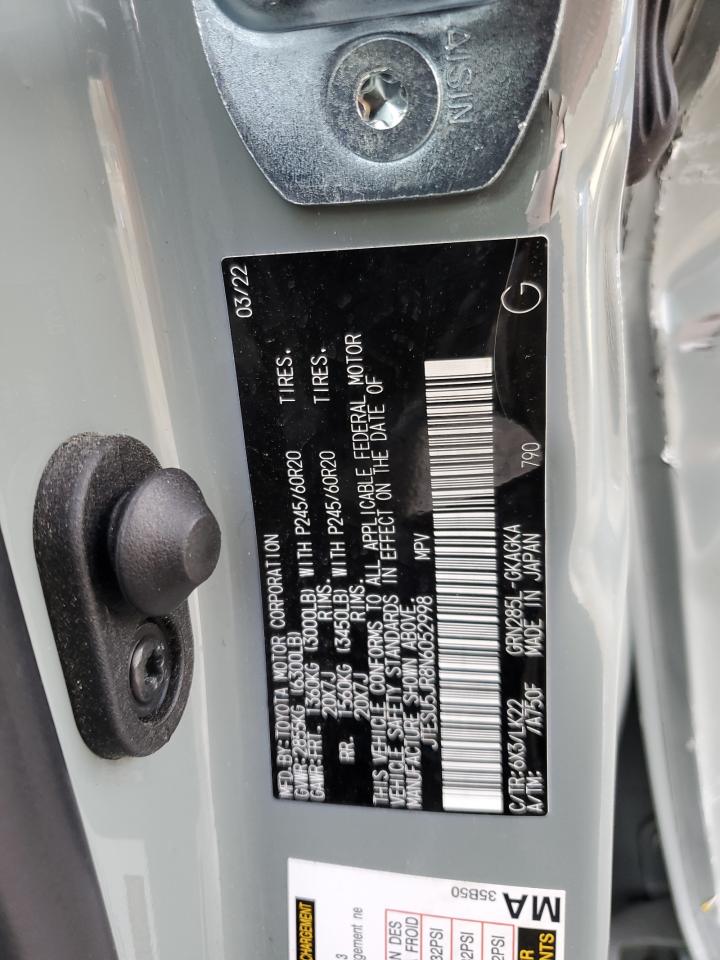 2022 Toyota 4Runner VIN JTESU5JR8N6052998 Copart auction photo, front end / side damage thumbnail 13