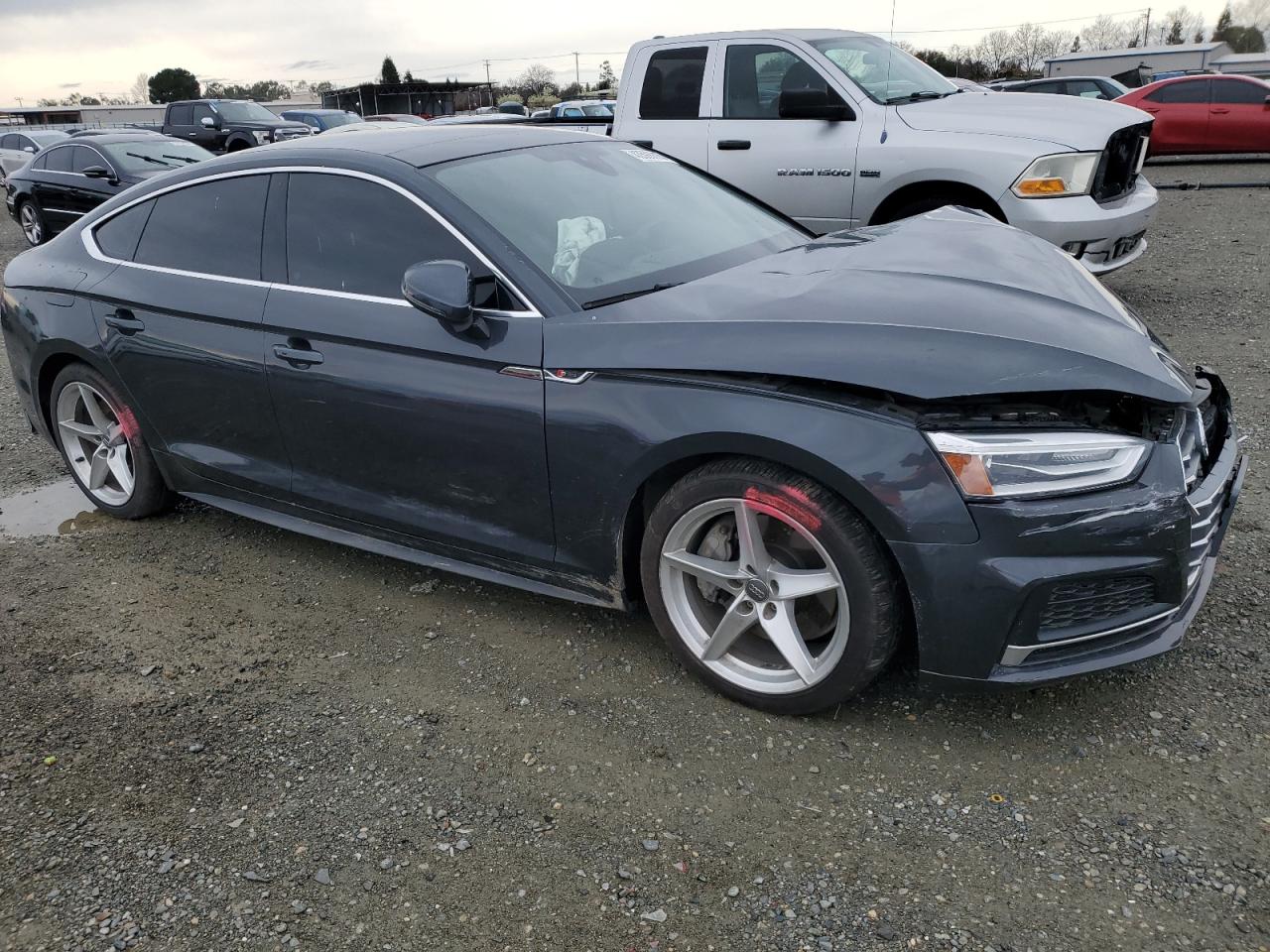 2018 Audi A5 VIN WAUDNCF51JA046873 Copart auction photo, front end / side damage thumbnail 4
