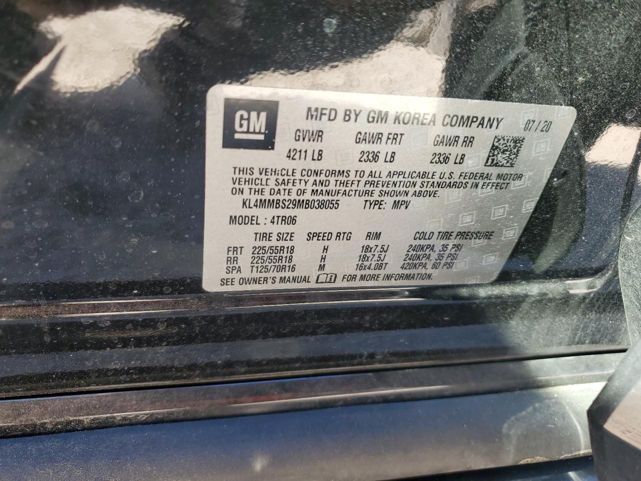 2021 Buick Encore VIN KL4MMBS29MB038055 Copart auction photo, undercarriage / side damage thumbnail 14