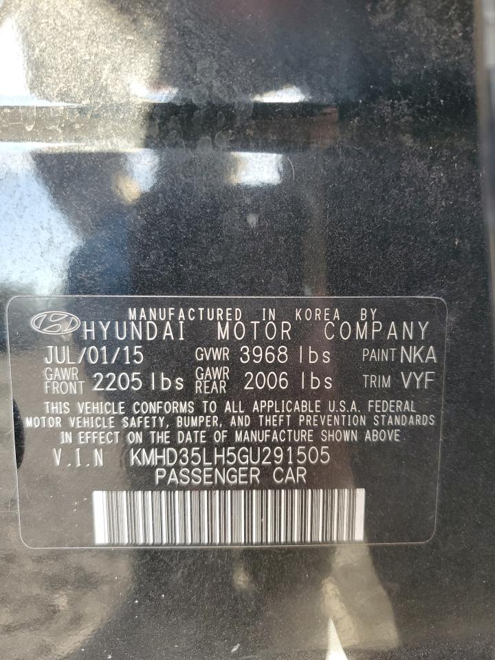 2016 Hyundai Elantra VIN KMHD35LH5GU291505 Copart auction photo, water/flood damage thumbnail 13