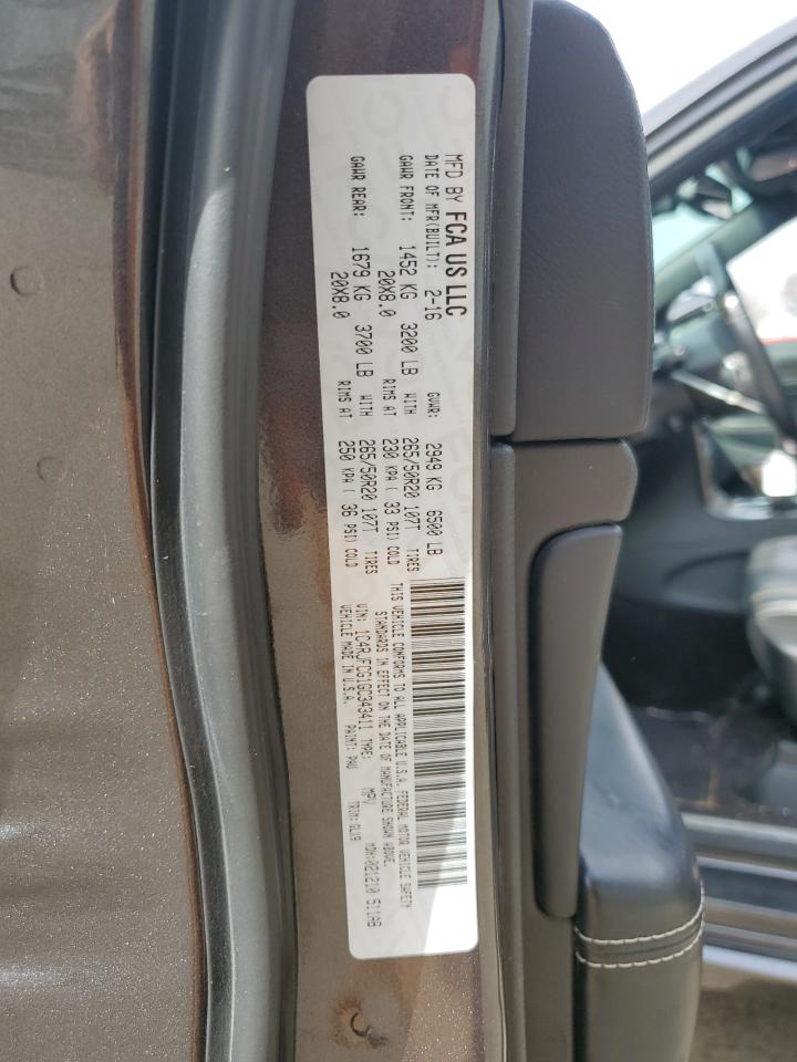 2016 Jeep Grand Cherokee VIN 1C4RJFCG1GC343411 Copart auction photo, side / rear end damage thumbnail 13