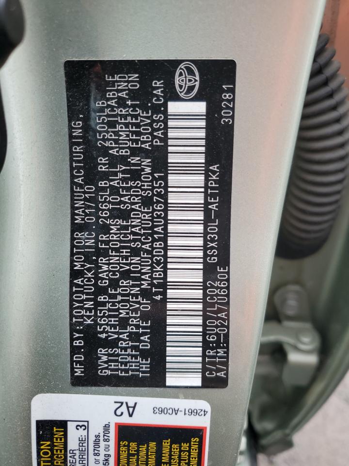 2010 Toyota Avalon VIN 4T1BK3DB1AU367351 Copart auction photo, front end / minor dent/scratches damage thumbnail 13