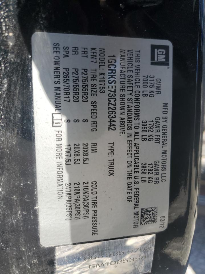 2012 Chevrolet Silverado VIN 1GCRKSE73CZ263442 Copart auction photo, water/flood damage thumbnail 14