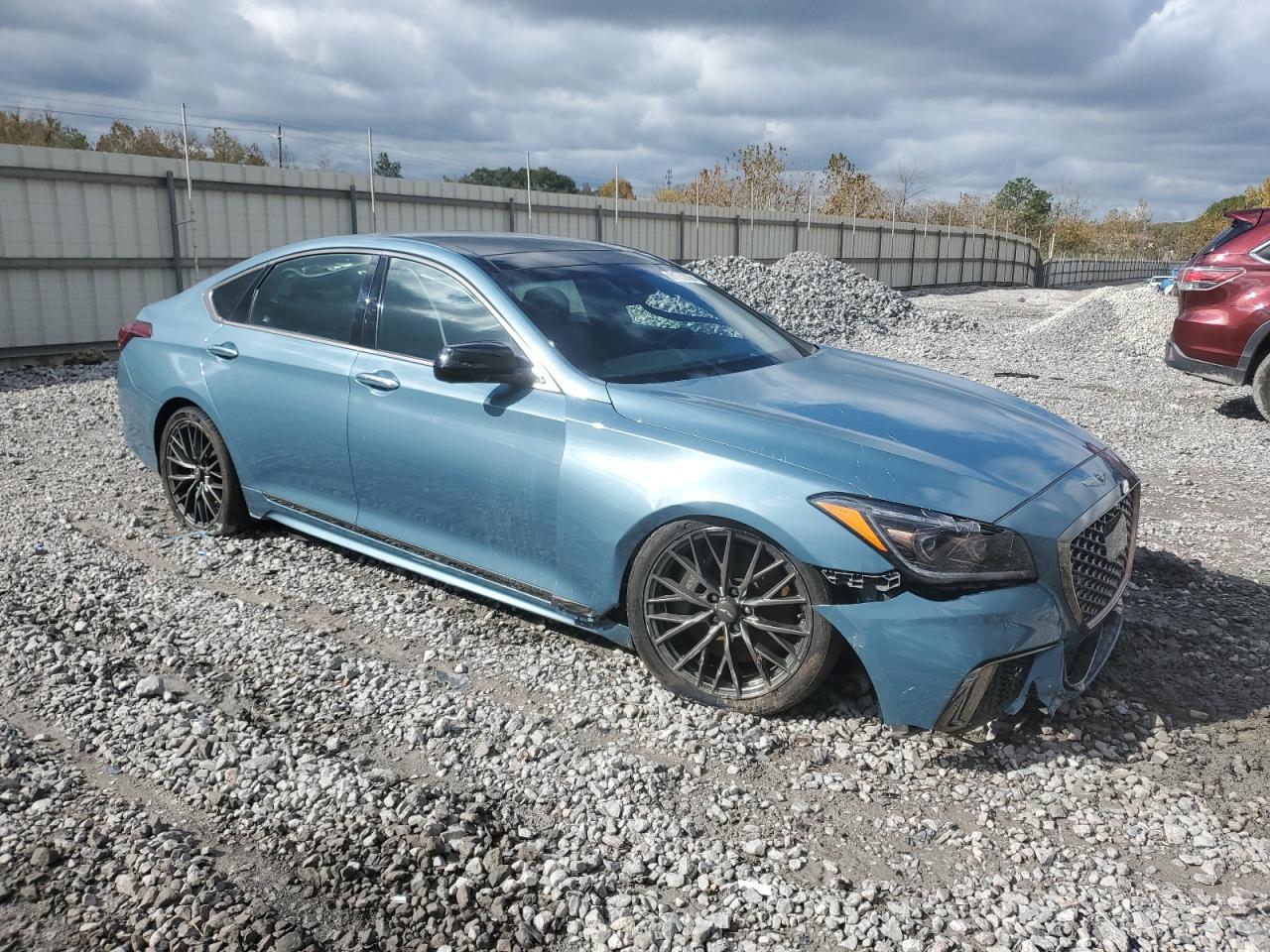 2018 Genesis G80 VIN KMHGN4JB8JU231676 Copart auction photo, front end / side damage thumbnail 4