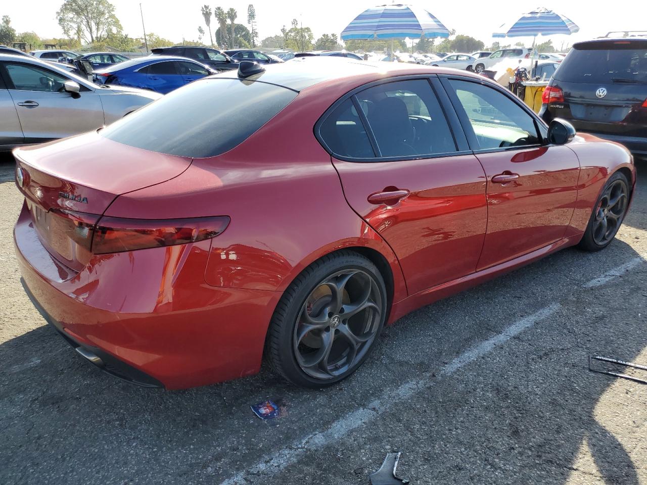 2018 Alfa Romeo Giulia VIN ZARFAECN2J7598649 Copart auction photo, front end / side damage thumbnail 3
