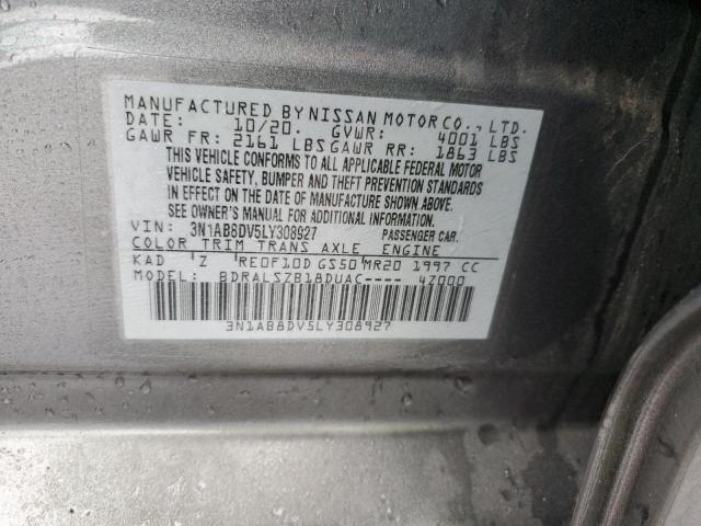 2020 Nissan Sentra VIN 3N1AB8DV5LY308927 Copart auction photo, front end / side damage thumbnail 12