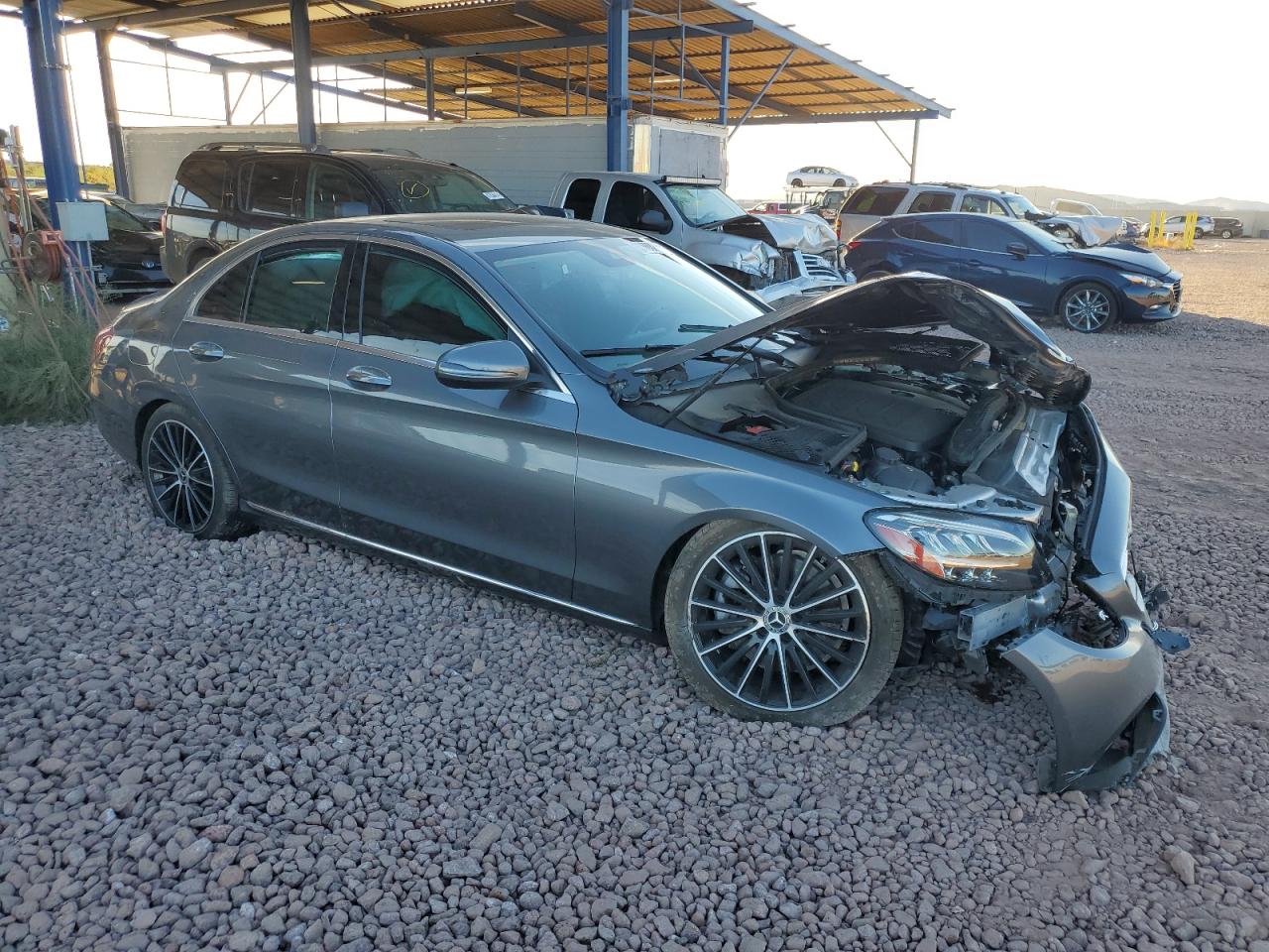 2021 Mercedes-Benz C-klasse VIN W1KWF8DB8MR609315 Copart auction photo, front end / side damage thumbnail 4