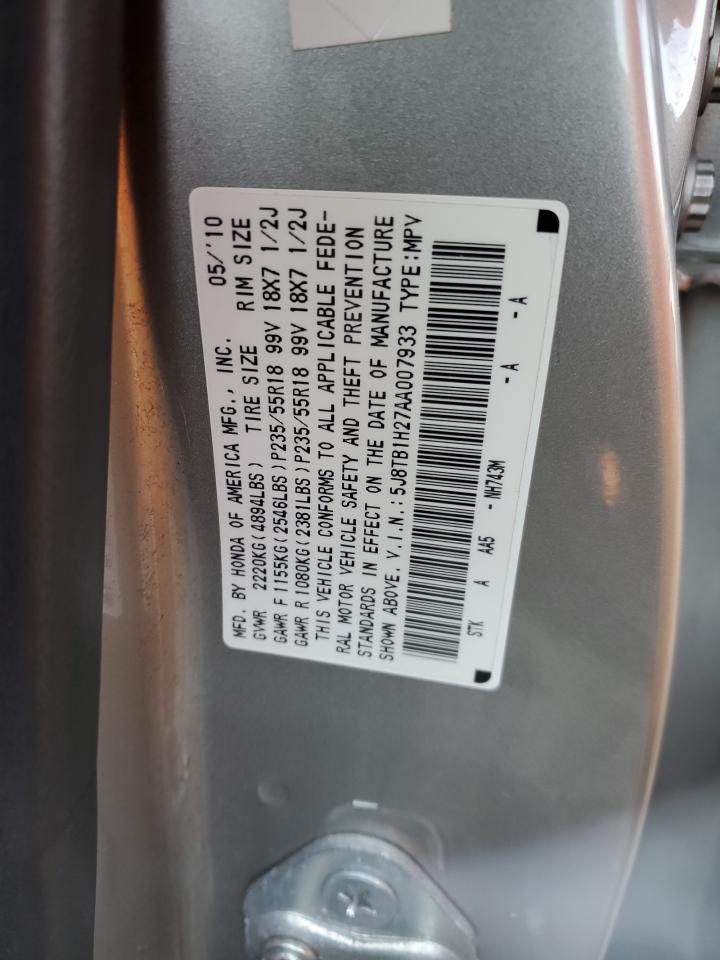 2010 Acura RDX VIN 5J8TB1H27AA007933 Copart auction photo, front end / minor dent/scratches damage thumbnail 15