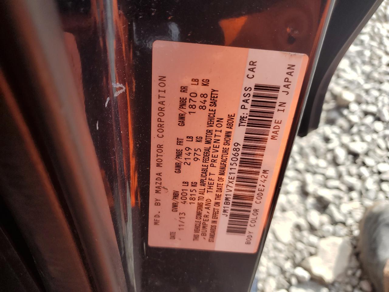 2014 Mazda 3 VIN JM1BM1V7XE1150689 Copart auction photo, front end / rear end damage thumbnail 14