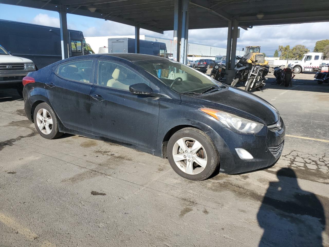 2012 Hyundai Elantra VIN KMHDH4AEXCU316784 Copart auction photo, mechanical damage thumbnail 4