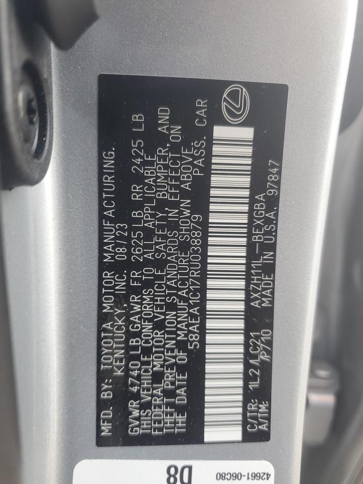 2024 Lexus ES VIN 58AEA1C17RU038879 Copart auction photo, rear end damage thumbnail 12