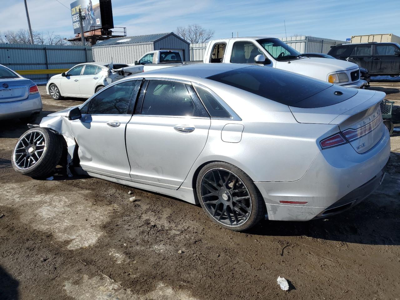 2014 Lincoln MKZ VIN 3LN6L2J95ER822967 Copart auction photo, front end / side damage thumbnail 2
