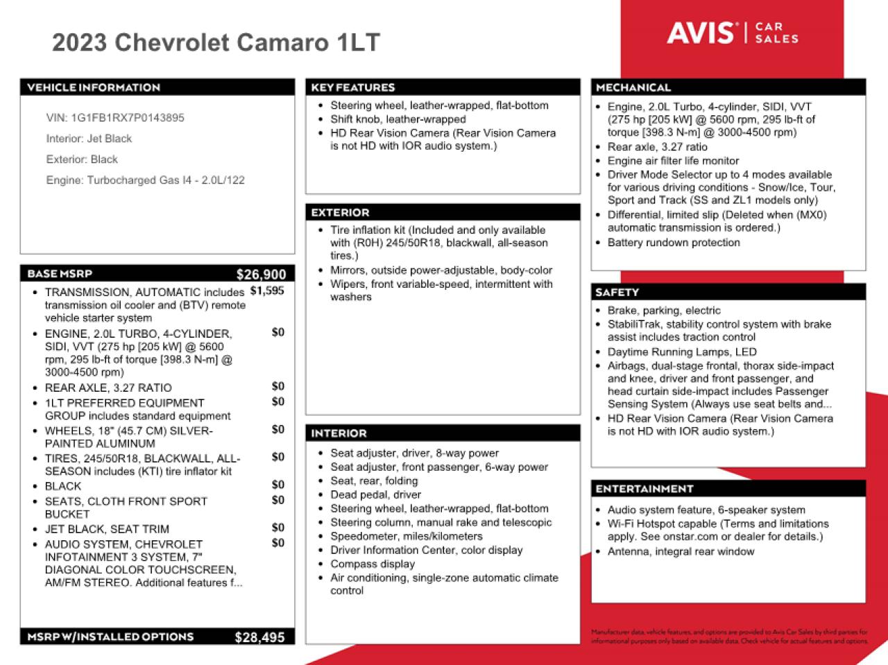 2023 Chevrolet Camaro VIN 1G1FB1RX7P0143895 Copart auction photo, all over damage thumbnail 12