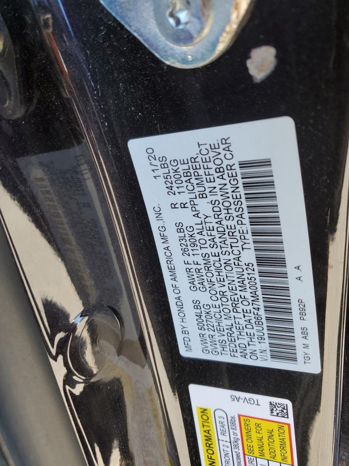 2021 Acura TLX VIN 19UUB6F47MA005125 Copart auction photo, front end damage thumbnail 12