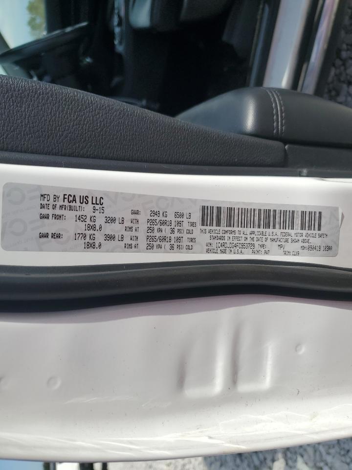 2015 Dodge Durango VIN 1C4RDJDG4FC953729 Copart auction photo, front end damage thumbnail 14