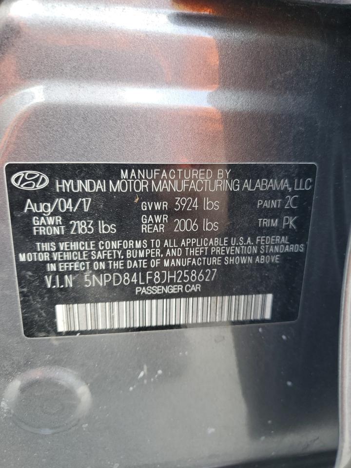 2018 Hyundai Elantra VIN 5NPD84LF8JH258627 Copart auction photo, rear end damage thumbnail 13