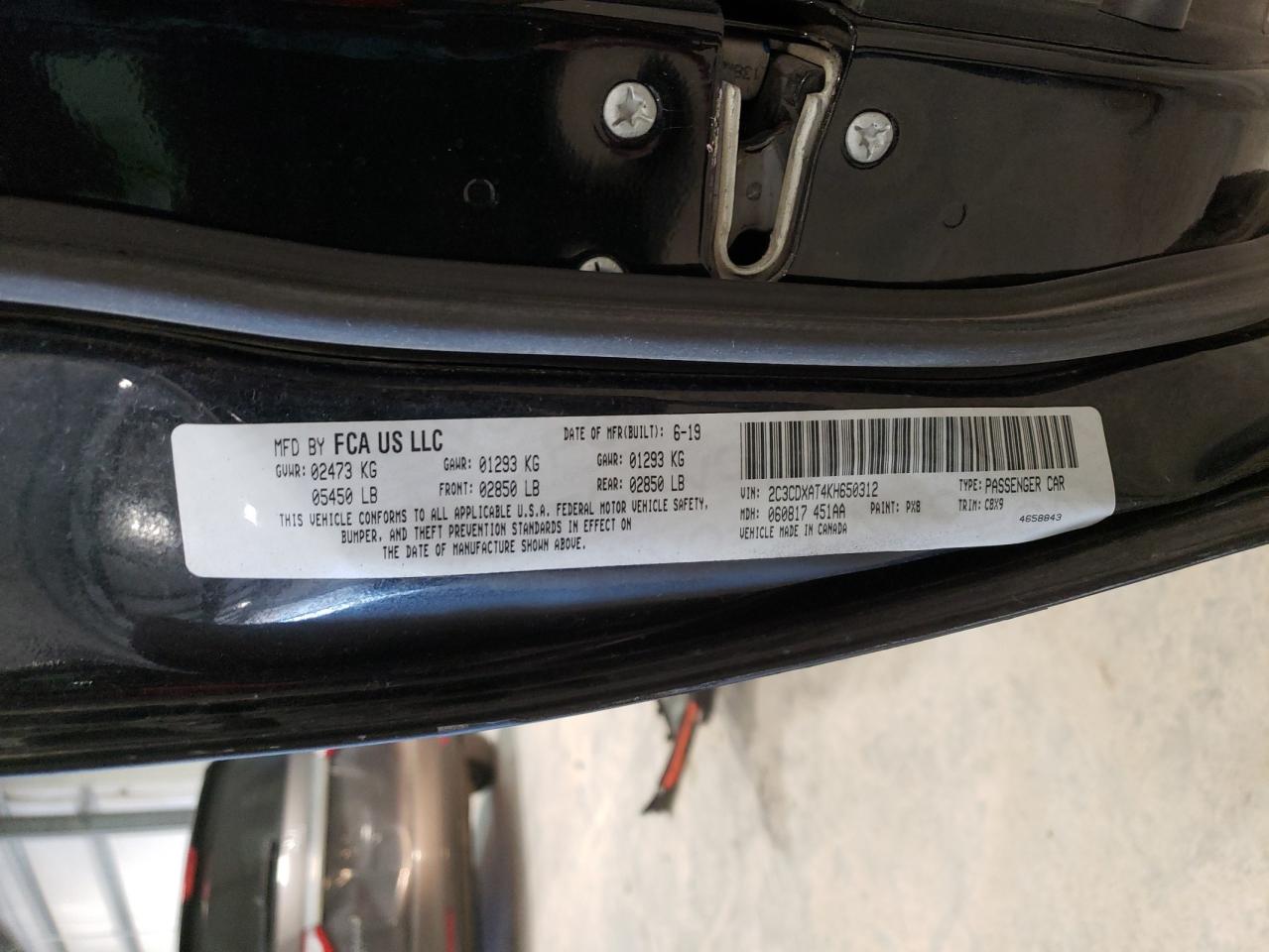 2019 Dodge Charger VIN 2C3CDXAT4KH650312 Copart auction photo, front end / side damage thumbnail 12