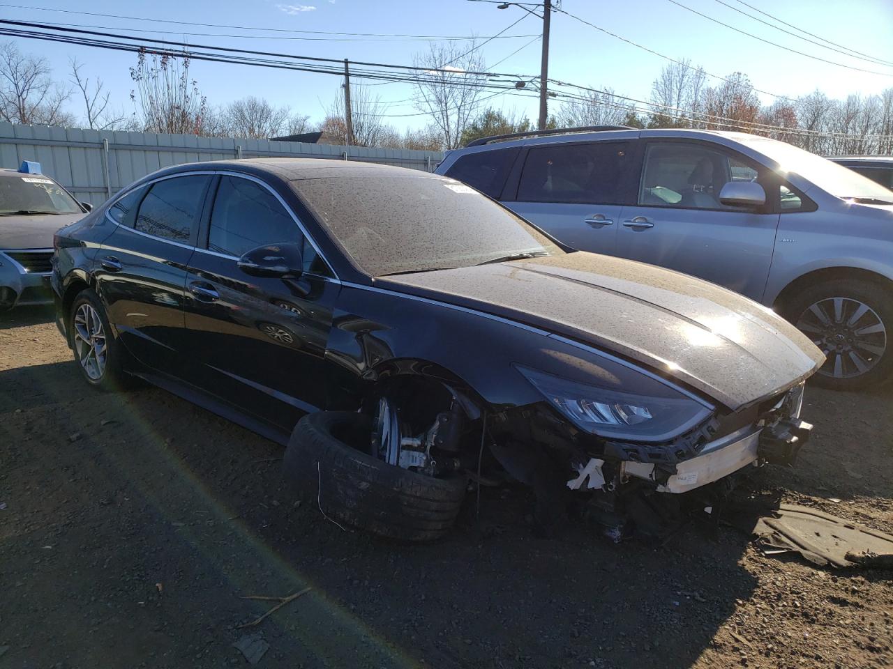 2021 Hyundai Sonata VIN 5NPEF4JA7MH120972 Copart auction photo, undercarriage / front end damage thumbnail 4